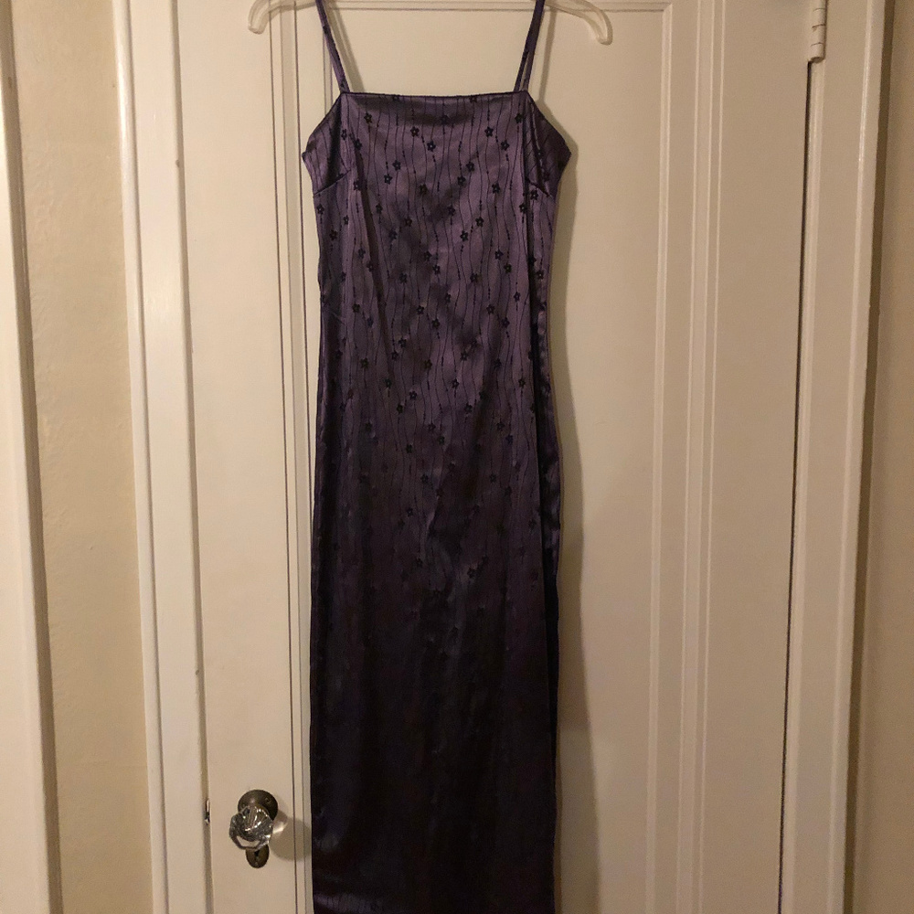 Purple Floral Prom Formal Dress, Size 5